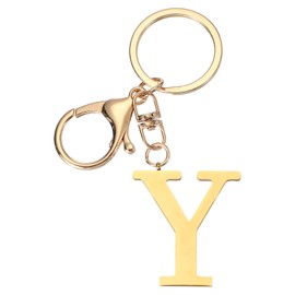 [PATIKIL] Initial Letter Key Chain Alphabet A-Z Keychain Initial Key Ring Cute Metal Alphabet Key Ring Key Ring Handbag Backpack Gold Color (Y)