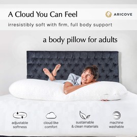 Aricove Body Pillow for Adults, Side Sleeper Pillow for Bed, Full Body Support in Long & Large Size, Tencel Lyocell Cover, Firm Memory Foam & Soft Microfiber, 20x54 inch, Machine Washable