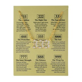 COLORFUL BLING Gold Plated Angel Number Necklace with Meaningful Card 111 222 333 444 555 666 777 888 999 Pendant Choker Numerology Jewelry for Women-333 crystal