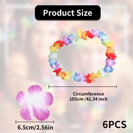 6 Stück Hawaiianische Girlanden,Haw Ketten,Hawaii Deko,Hawaii Kette Blumen Mehrfarbige,Blumenkette Kostüm,Hawai Blumenketten für Tropische Party Dekorationen Strandpartys,Nachtbars und Strandurlaube