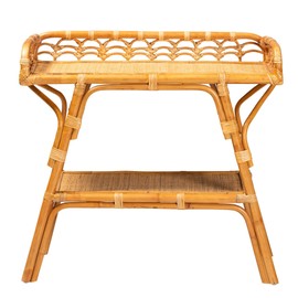 bali & pari Nayana Natural Rattan Console Table, 2-Tier, Light Honey