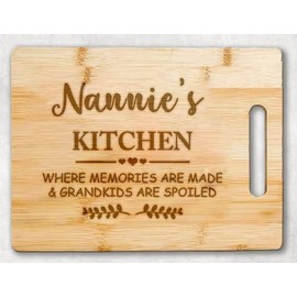 AcevedoDesign Nannie's Kitchen Bamboo Cutting Board - Mother's Day Cutting Board - Mother's Day Gift - Birthday Gifts From Grandchildren - Son Daughter - Best Grandma Cutting Board - Nannie Gifts
