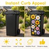 7 Pcs Sheets Wheelie Bin Stickers, Flower Dustbin Sticker Sunflower