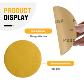 LuckyGuard 100 PCS PSA Sanding Discs 6 Inch 320 Grit Adhesive Backed Sandpaper Roll Sticky-Back Sandpaper for DA Sander Self Stick Aluminum Oxide Round Automotive Sandpaper with Sticky Back