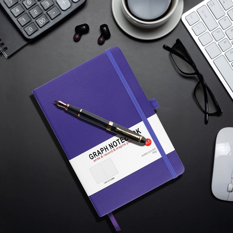 HIJYOO A5 Graph Paper Notebook, Squared Notebook 200 Pages A5