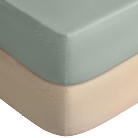 Yoofoss Baby Crib Sheets for Boys Girls, Fitted Crib Sheet 2 Pack for Standard Crib and Toddler Mattress, Super Soft Microfiber Baby Sheet 28x52x8in(Apricot-Green)