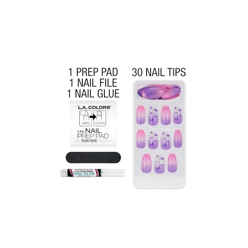 L.A. COLORS Nail Frill Artificial Nail Tip (carded), True Beauty