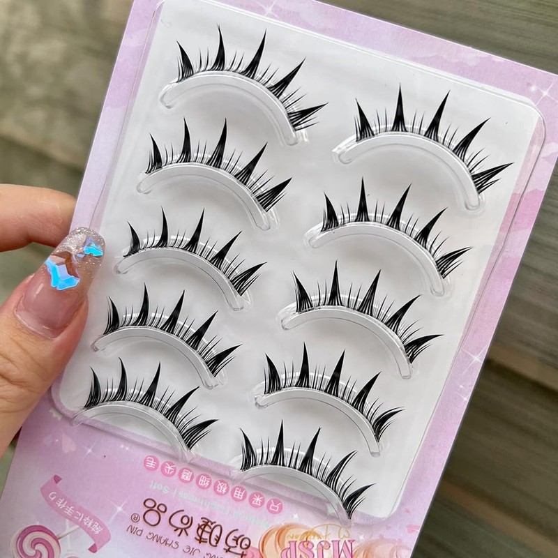 False Eyelashes, Natural, 5 Pairs Popular Transparent Axis Soft Core