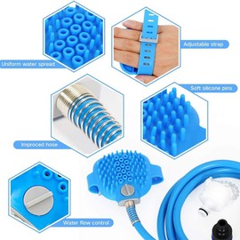 yufana 2-in-1 Dog Shower Pet Shower Head with Brush, Pet Bath Tool Shower Head for Dogs with Brush Dogs Shower Head Dog Cleaning Shower Sprayer for Dog Cat Brushes Massage (2.5 m, Blue)