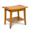 20" Premium Teak Shower Bench with Shelf & Handle, Solid