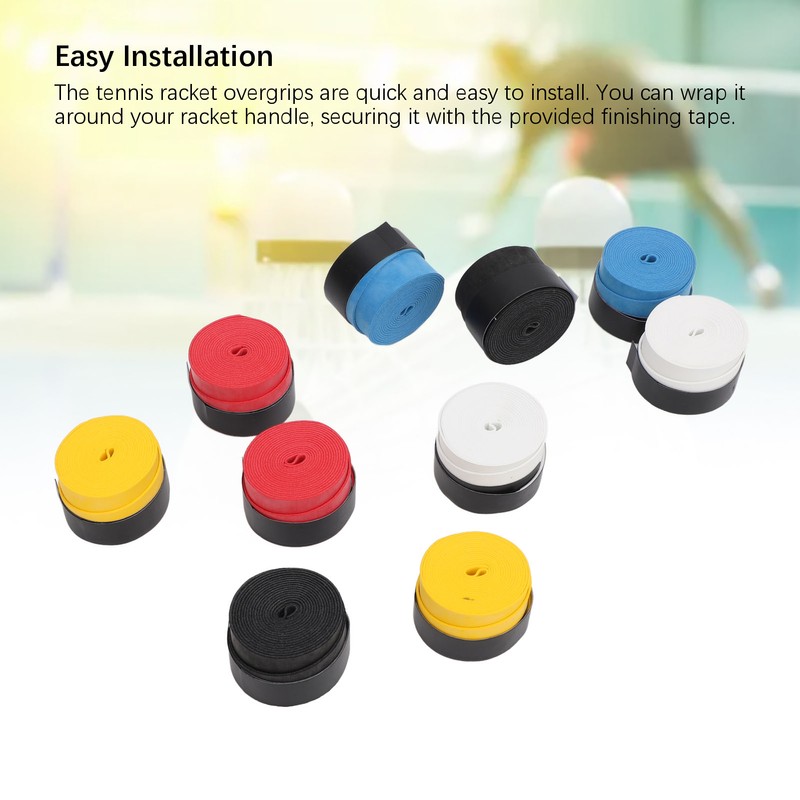 10Pcs Tennis Racket Grip Tape Anti Slip Comfortable Sweat Absorbent