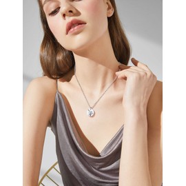 Birth Flower Disc Necklaces for Women 925 Sterling Silver December Daffodil Guardian Month Floral Pendant Dainty Round Coin Medal Jewelry Birthday Gifts for Mom