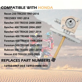 JSMANCAVE Fuel Vavle Petcock 16950-HM8-003 16950-HN7-003 Shut off Tank Switch Fits For Honda Rancher TRX350 TRX400 TRX420 Foreman TRX400 TRX450 TRX500 Recon TRX250 Rubicon TRX500 Rincon TRX650