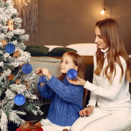 Ragyzity 100PCS Christmas Baubles Shatterproof, 3/4/6cm Xmas Tree Hanging Baubles Balls Decorations Set, Christmas Balls Ornaments Hanging Decorfor Xmas Holiday Party Home Decorations (Blue)