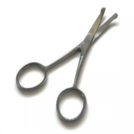 4.5" Curved Mustache Nose Ear Beard Hair Remover Scissors Trimmer Safety Tips