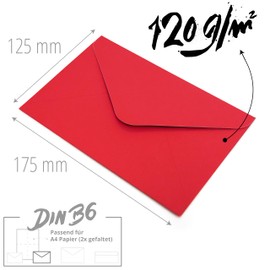 Japun Paper Envelopes without Window DIN B6 175 x 125 mm Red Pack of 100