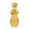 Godinger Pineapple Cocktail Picks with Holder, Brass, Set of 6