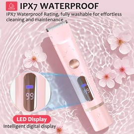 Bikini Trimmer for Women - 2 in 1 Painless Electric Razors with LCD Display, Dual Head Cordless Body Hair Shaver, IPX7 Waterproof Wet/Dry Lady Facial Hair Removal for Face, Body & Intimate Areas