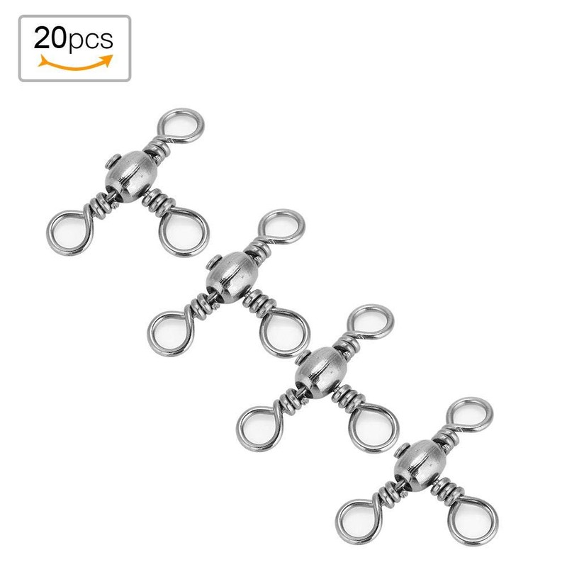 VGEBY 20pcs Three Way Swivel T-Turn Fishing Rod Swivel 3