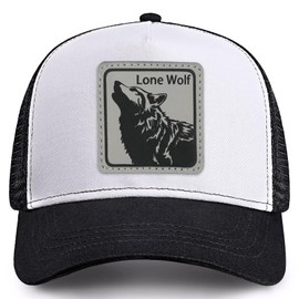 Lone Wolf Hat Wolfs Trucker Hats Leather Pattern Adjustable Snapback Mesh Animal Baseball Cap for Men