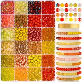 XSEINO About 1200PCS 6mm Glass Beads Bracelet Making Kit,24 Assorted Warm Yellow Wilt Series Colorful Crystal Beads for Bracelet and Jewelry Making and DIY Crafts,Friendship Bracelets