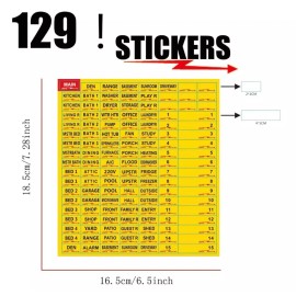 DURABLE 129 Waterproof Fuse Box Stickers Durable Circuit Breaker Labels Yellow US SELLER