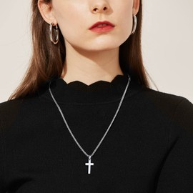 Supcare Herren Kreuzkette Anhänger Kreuz Kette Halskette Edelstahl Silberkette Simpel Religiöse Kruzifix Kette Region Kreuzanhänger Herrenketten Cross Necklace Mens Modeschmuck für Weihnacht