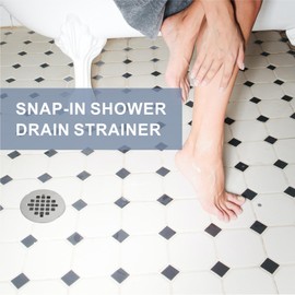 Brushed Nickel Snap-in Shower Floor Drain Cover,Hidrop 4-1/4" OD Round Shower Strainer Grid, Easy-to-Install Replacement Cover Stainless Steel