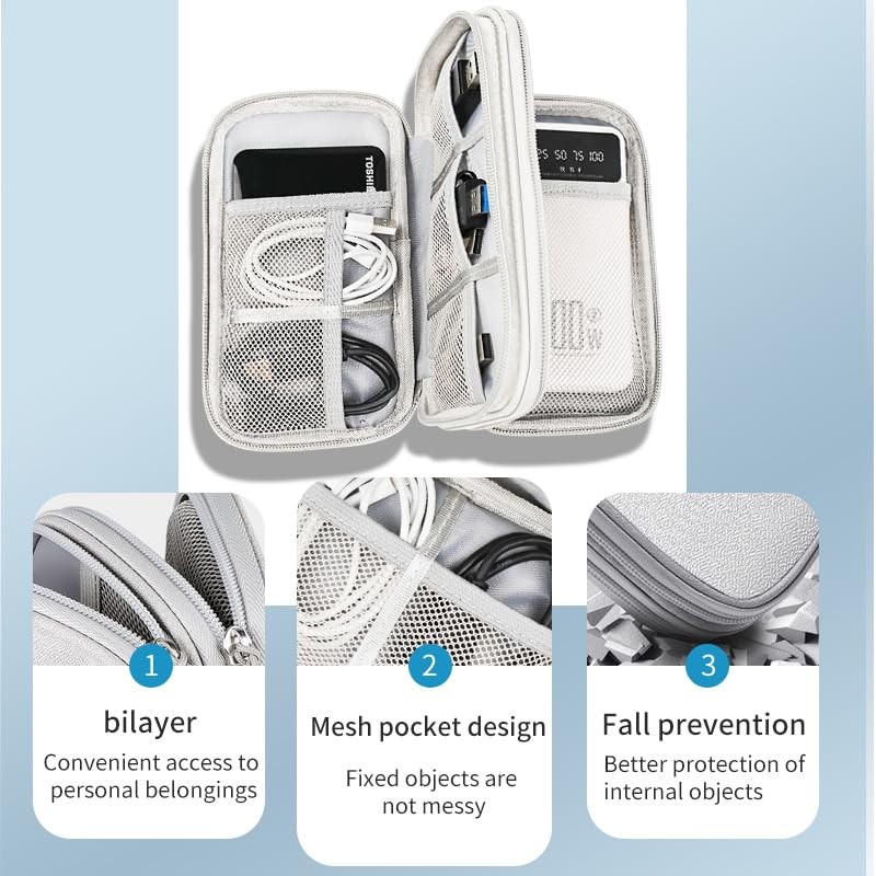 PAPOEEA Cable Bag Electronic Bag Organiser Universal Cable Organiser Bag,