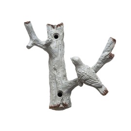 Fyne-Finds Grey Cast Iron Wall Bird on Branch 2 Hook Coat Key Hat Towel Cloth Rack Metal Shabby Chic Decorative Gift Idea