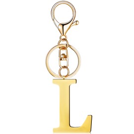 Yintok Gold Initial Letter Key Chain Stainless Steel Key Ring Purse Charms Initial Letter Pendant with Key Ring Cute Metal Alphabet Keychain for Women Men Charms for Key Backpack Bag (Gold-L)