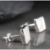 Mother of Pearl Stud Earrings Square - 925 Sterling Silver