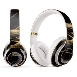 DesignSkinz - Compatible with Beats Pill 1.0/2.0 - Skin Decal Protective Scratch Resistant Vinyl Wrap - Black & Gold Marble Swirl V7