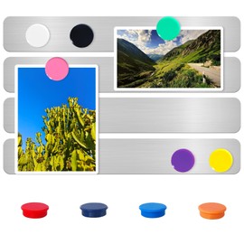 DUJEQM Magnetic Board Frameless Stainless Iron Board Strips Magnetic Strips with Adhesive Backing Magnet Board Magnetic Bulletin Board Bar Memo Board with 10pcs Colorful Magnets for Home Office (4PCS)