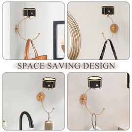 Zylbb Vintage Metal Bathroom Hand Towel Holder with Rustic Candle Holder - Gold Rustproof Wall-Mounted Organizer for Farmhouse, Kitchen and Bedroom Decor