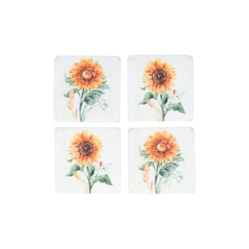 Gisela Graham Floral Design Coasters, Set of 4 (Yellow)