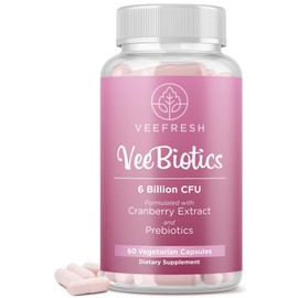 VeeFresh VeeBiotics Cranberry Probiotics for Women - 60 Capsules Women's Probiotics with Prebiotics & Cranberry Extract for pH Balance & Odor Control, Promotes Healthy Vaginal Flora & Overall Wellness