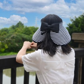 Beach Hats for Women, Packable Straw Sun Hat with Wide Brim and Ponytail for UV Protection and Summer Travel SM01 (Pink)