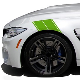 (2) Vinyl Fender Hash Stripes Racing Decals Pinstripes Stickers Tape Pair (Lime Green (PMS 369C))