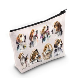 LEVLO Beagle Dog Cosmetic Makeup Bag Beagle Dog Lover Gift Beagle Dog Mom Travel Pouch Bag Beagle Dog Merch, Beagle Dog, Cosmetic Bag
