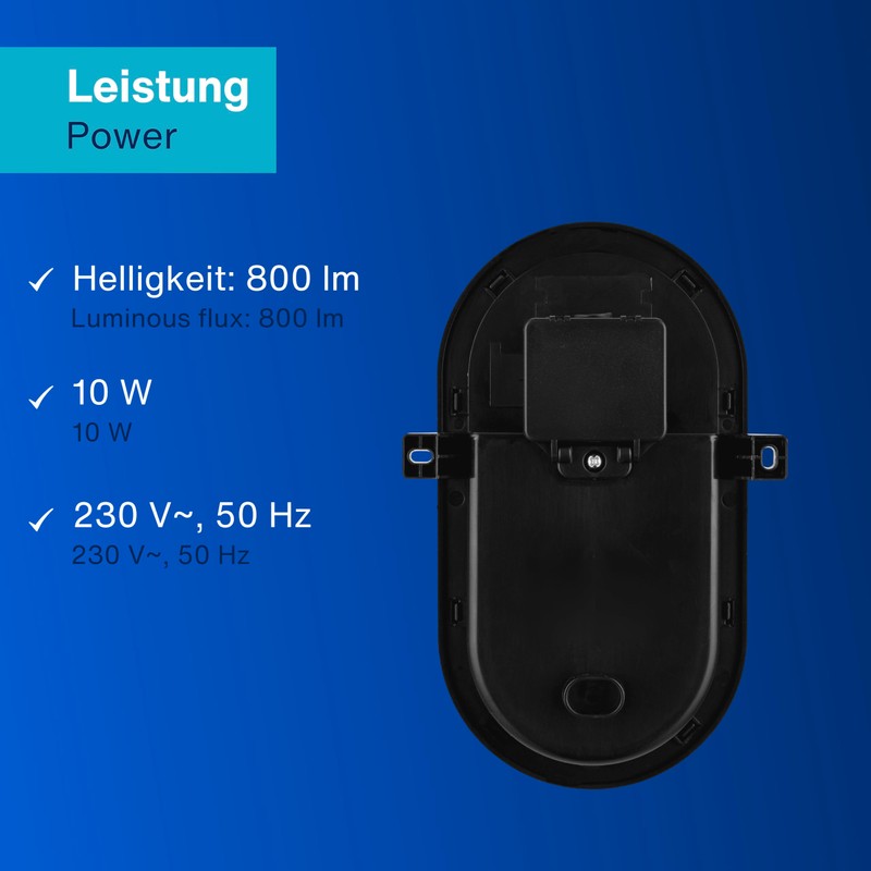 LED Oval Fitting, colour: black