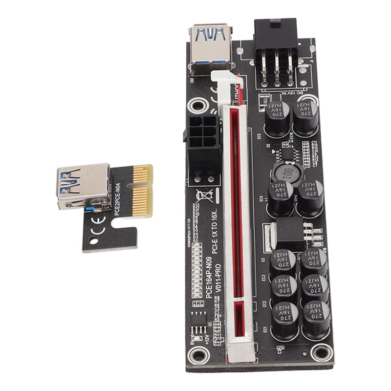 PCIE Riser 1x to 16x Adapter 10 Capacitor Riser Adapter