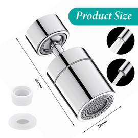 Tap Extender Adapter Set, 360 Degree Rotate Kitchen Sink Faucet Head Replacement, Multifunctional Swivel Faucet for Bathroom Sink, 2 Sprayer Modes Tap Aerator Solid Brass Universal