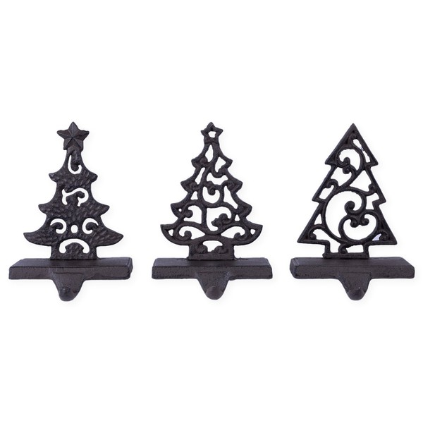 Metal Tree Christmas Stocking Holders - Set of 3 Assorted Styles