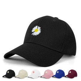 BLURBE Ladies Baseball Caps - Baseball Cap for Women, Daisy Adjustable Ladies Baseball Caps for Womens Casual Summer Outdoor Sports Dad Peaked Sun Cap UK 2023 New Black