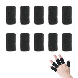 LeTradeJP Finger Supporter, Set of 10, Black, Finger Protective Fingers, Finger Covers for Sports, Left and Right Use, Basketball, Tennis, Sports, Climbing, Work, Unisex