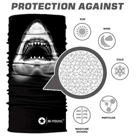 Skull Face Sun Mask half,Bandanas,Neck Gaiter, Headwear, Headband for Fishing, Hunting,Yard work (Black)