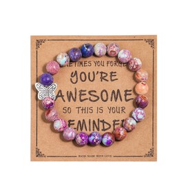 Inspirational Bracelets for Women Natural Stone Healing Relaxation Chakra Bracelet for Graduation Birthday Christmas Mothers day Valentines Thanksgiving Gifts for Her Mom Best Friend Sister-Inperial Jasper