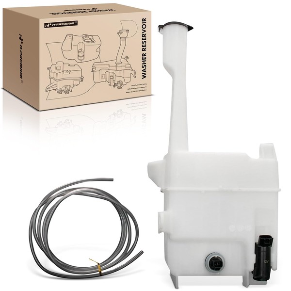 A-Premium Windshield Washer Reservoir with (Washer Pump/Filler Neck/Cap/Bracket/Fluid Level Sensor)