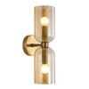 EFINEHOME Minimalist 2-Light Gold Wall Sconces with Cylinder Glass Shades-